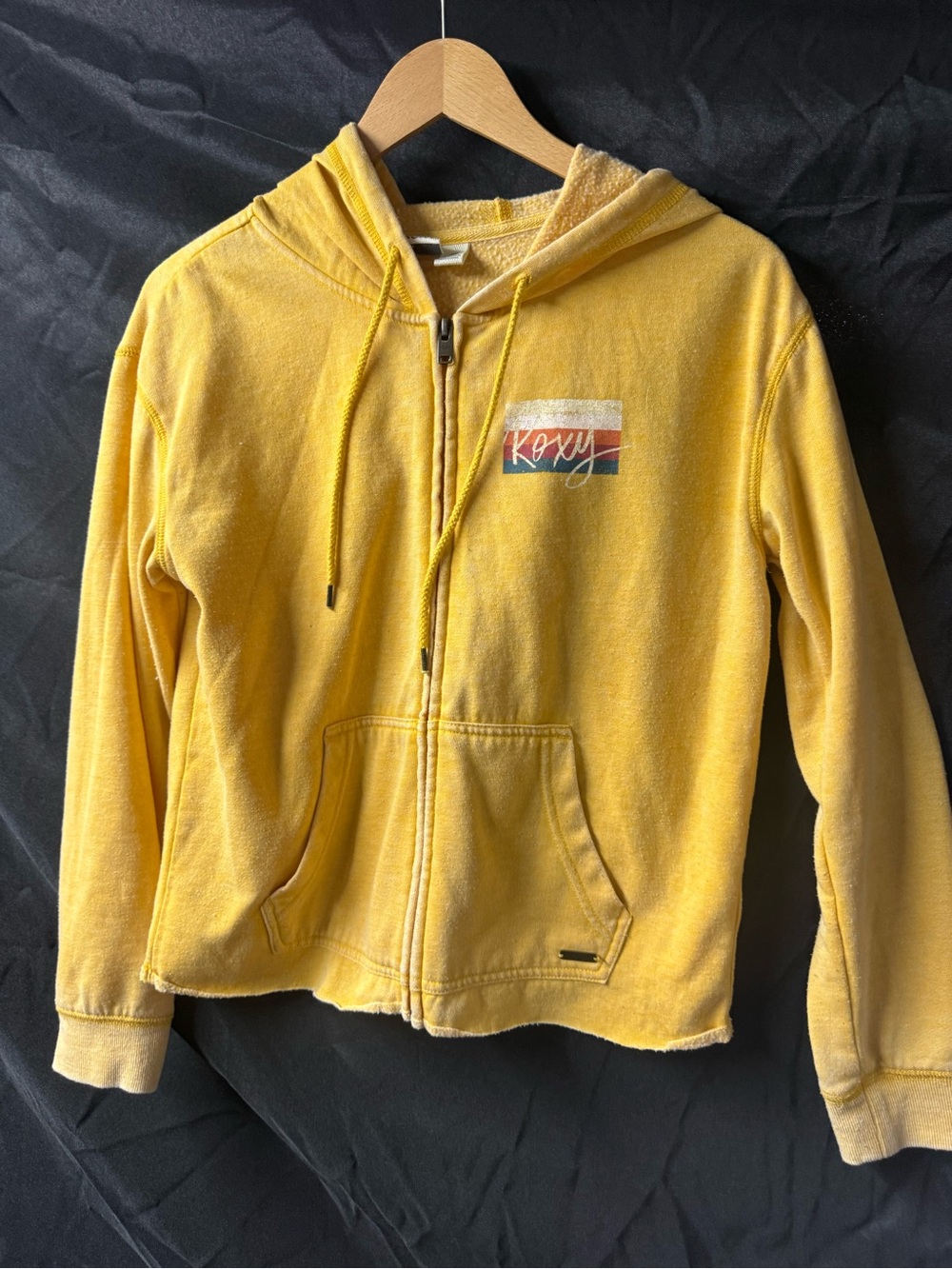 Roxy junior women Yellow Zip Front fleece Hoodie size small